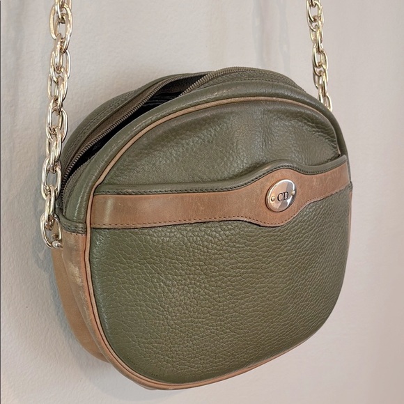 Dior Elegant Green & Tan Leather Shoulder Bag - Picture 4 of 10